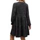 thumbnail image 4 of Vestido de manga larga, cuello cuadrado, color puro, diseño escalonado, manga abombada, vestido de túnica de verano para mujer, para fiesta, oficina, negro, gris, S, 4 of 6