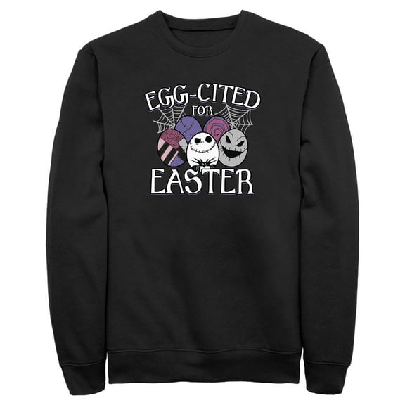 Men's The Nightmare Before Christmas Egg-Cited for Easter Sweatshirt Black 2X Large