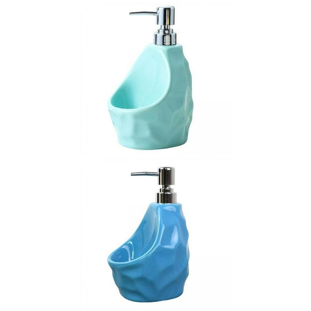 Paquete de 2 dispensadores de jabón para el cuerpo, jabón para platos, jabón de manos, hogar y oficina. Verde azul