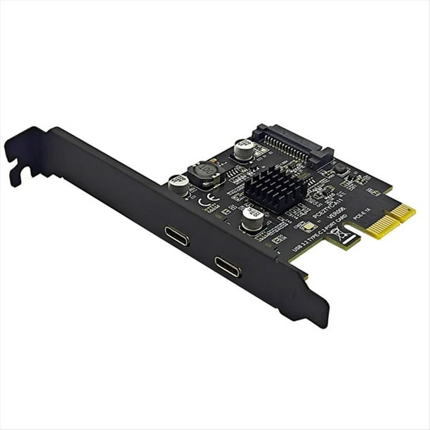 Tarjeta PCIE de 2 Puertos PCI Express 3.0 X1 A Tarjeta de Expansión USB Dual Alimentación USB3.2 Gen2 Chip ASM3142 de 10 Gbps para PC de Escritorio