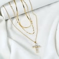 thumbnail image 2 of JeenMata Paquete Múltiple de Regalo de 3 Lujosos Collares de Oro Multicapa con Elegante Colgante de Cruz, 2 of 5