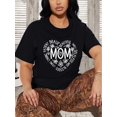 thumbnail image 1 of Camiseta deportiva de manga corta con estampado "Día de la Madre", cuello redondo ligeramente elástico, ropa deportiva para mujer, camiseta deportiva informal., 1 of 7