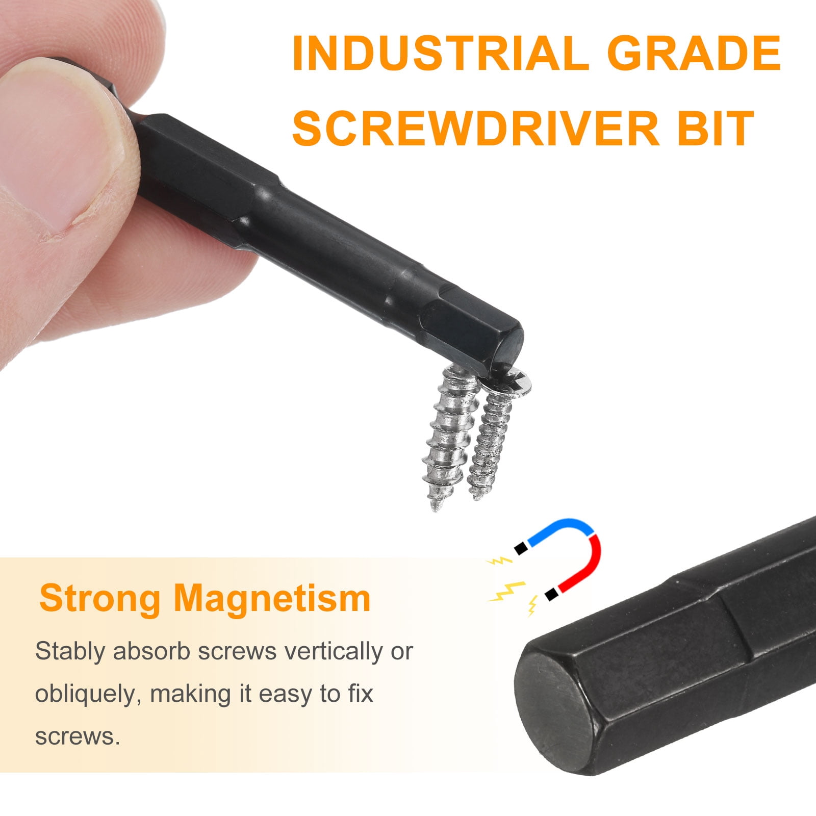 Uxcell 15pcs Hex Head Wrench Drill Bit 6mm(H6) Metric 1/4" Hex Shank 4"(100mm) Length S3 Steel Magnetic Impact Drivers Screwdriver Bit Industrial Grade Hexagon Electric Drill Bits