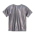 thumbnail image 6 of YONGHS Men's Metallic Shiny Short Sleeve T-shirt Holographic Round Neck Party Disco Club Tee Top Black S, 6 of 6