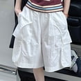 thumbnail image 4 of Girls' Cargo Shorts White Lightweight Summer Casual Shorts with Elastic Waist for Big Kids, Athletic Play Shorts for Girls 7-15 Years,Size 14-15 T, 4 of 7