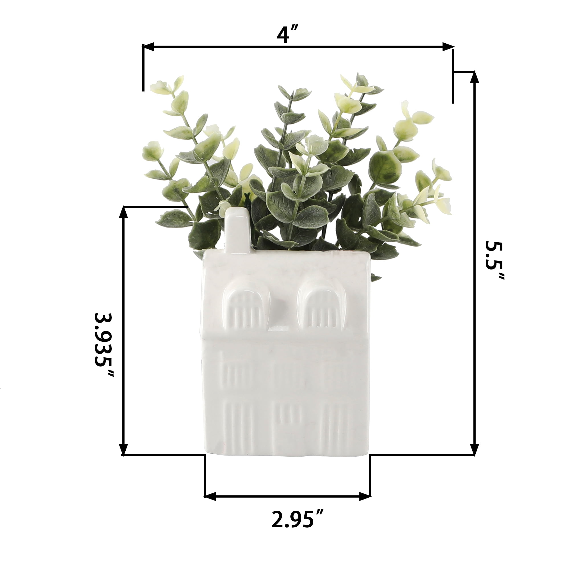 Mainstays 3" Artificial Baby Eucalyptus Plant in White Ceramic House Planter