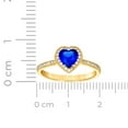 thumbnail image 2 of 14k Yellow Gold Womens Blue White Love Heart Round Cubic Zirconia Heart Ring 8.6x8.6mm Wide Statement Ring for Women, 2 of 2