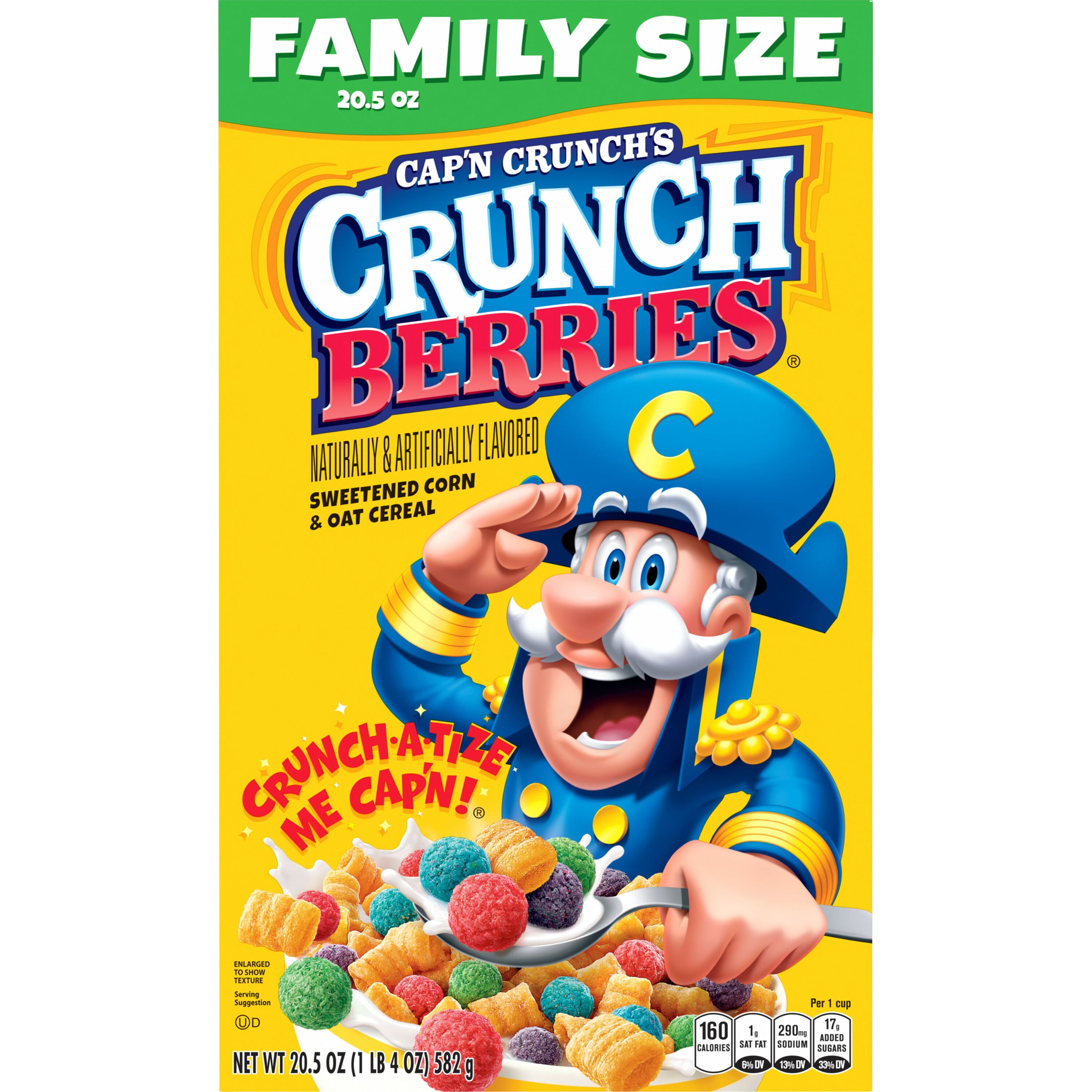 (8 pack) Cap'n Crunch Sweetened Corn & Oat Cereal Crunchy Berries Naturally & Artificially Flavored, 20.5 oz box