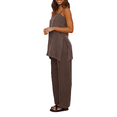 thumbnail image 5 of Coduop Women Two Piece Outfit Set Strappy Side Split Crop Tank Top and Wide Leg Pant Matching Set, 5 of 9