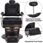 BarberPub Heavy Duty Metal Vintage Barber Chair Hydraulic Recline Salon Beauty Spa Chair 2925 Black