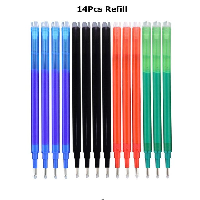 0.7mm Magic Erasable Pen Press Gel Pen Set 8 Colors Erasable Refill Rod Gel Ink Stationery Retractable Pens Washable Handle Rod 14Pcs-mixi-refill A
