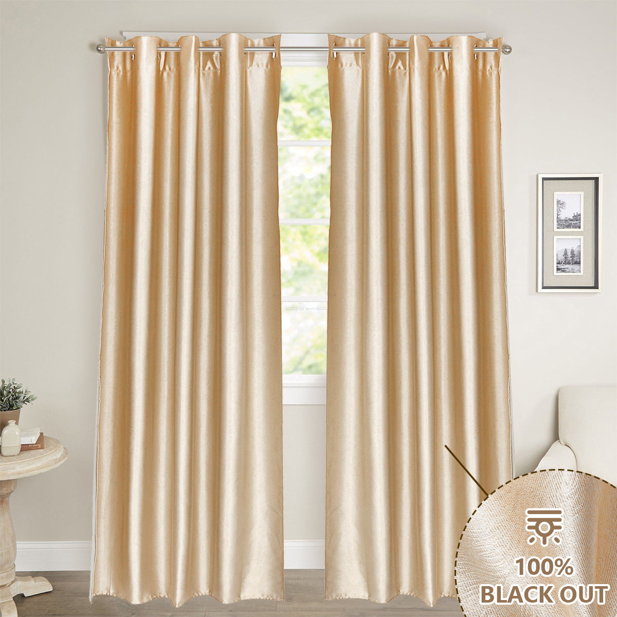 2 Panels 42x63" Willow Jacquard Thermal Insulated Blackout Drapes & Curtains 