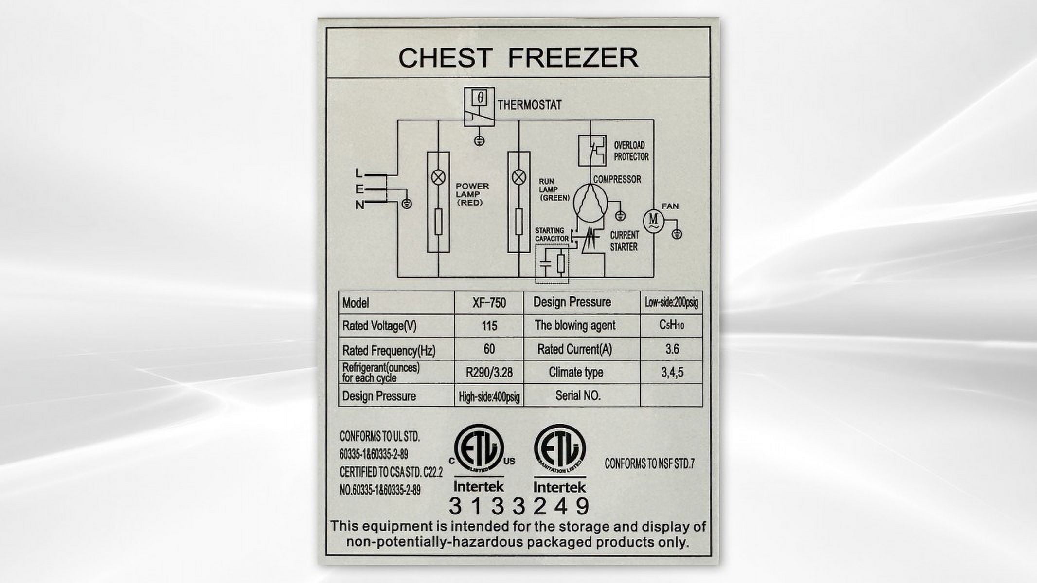 NSF 72 in. Commercial Chest Freezer 18 Cu.Ft Auto Defrost Solid Door Chest Freezer