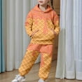 thumbnail image 2 of XAOFW Girls Outfits Fashion Cartoon Print Hooded Long Sleeve Top Pants Big Kids Youth Two Piece Fit Soft Cozy Leisure Home Clothes Sets, 2 of 8
