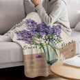 thumbnail image 3 of Purple Lavender Blanket Soft Cozy Warm Twin Blanket for Bed, Plush Fuzzy Flannel Fleece Blankets for Sofa, Spring Floral Daisy Butterfly Leaves Beige Throw Blankets for Couch Gifts, 60"x80", 3 of 9