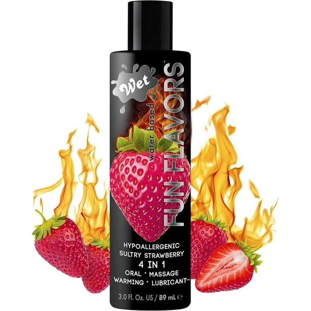 Wet Fun Flavors Sexy Strawberry 4 In 1 Warming Flavored Edible Lube Personal Sex Lubricant 3 Fl