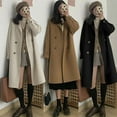 thumbnail image 2 of Women Winter Overcoat Turn-down Collar Pockets Solid Color Double-breasted Thickened Loose Fit Coat Thermal Long Sleeved Commuting Dating Spring Fall Winter Coat, 2 of 8