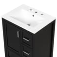 thumbnail image 4 of Modern 24-Inch Black Bathroom Vanity | Solid Wood Frame, Ceramic Sink Top, 3 Drawers & Soft-Close Door, 4 of 9
