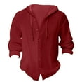 thumbnail image 3 of Toimothcn Mens Shirts Spring Button Hooded Long Sleeve Jacket Jacquard Solid Color Shirt Lightweight Soft Shirt Tops Comfy Mens Dailywear, 3 of 3