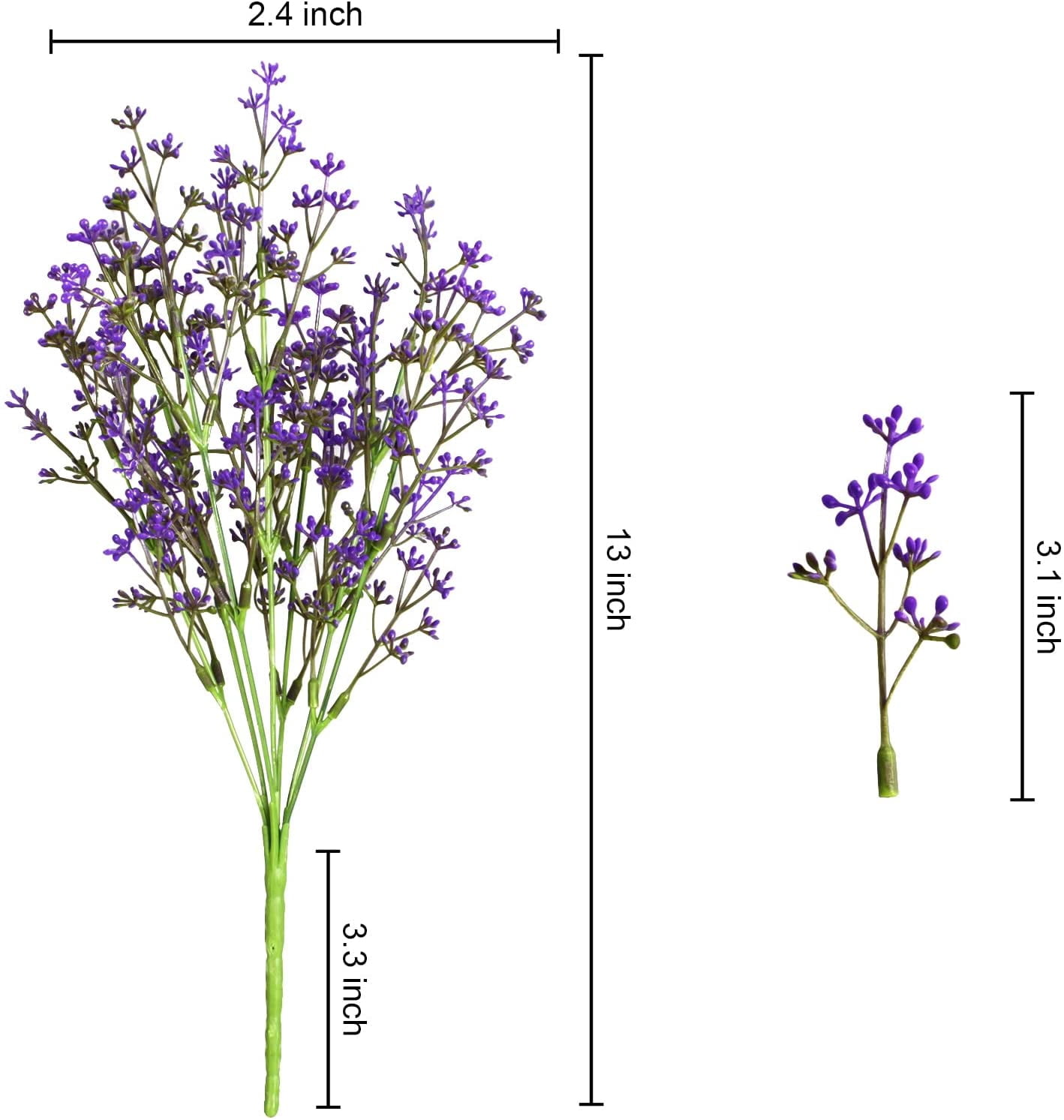 24Pcs Artificial Fall Flowers for Outdoors Fake Babybreath Faux Flowers Bouquets Branches for Harvest Festival Home Window Box Outdoor Decor (Purple)