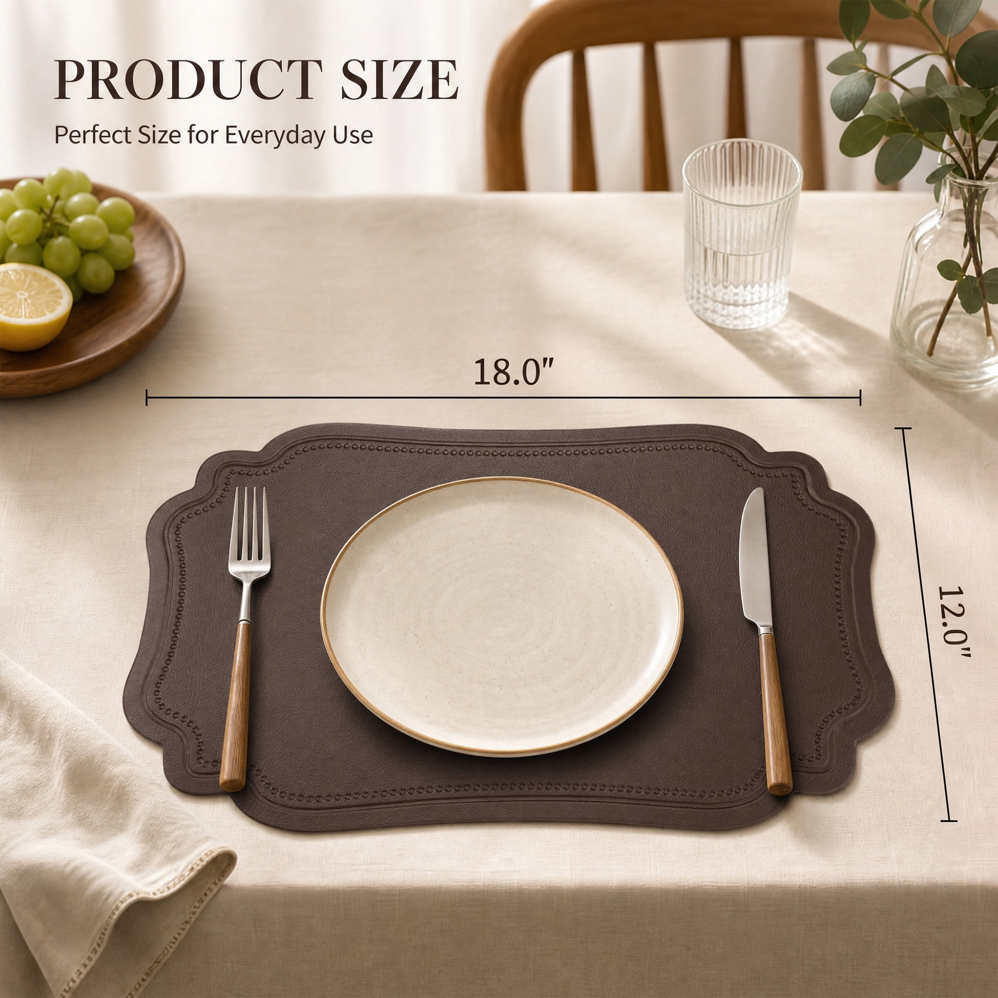 Unique Bargains Set of 6 Solid Placemats Leather Placemats for Kitchen Dining Coffee