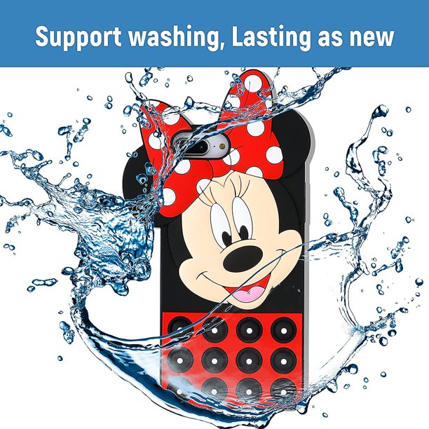 Minnie inclinado para iPhone 6 Plus/6s Plus/7 Plus/8 Plus Funda de silicona Diseño de dibujos animados Divertido Lindo Fidget Cool Kawaii Fundas divertidas para niños Niñas Y
