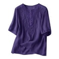 thumbnail image 3 of Women's Short Sleeve Embroidered Blouse Loose Fit Casual Round Neck Lightweight Tunic Top Comfortable Long/Short Sleeve Tee Shirts for Men Beach Tops Casual Shirt, 3 of 3