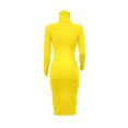thumbnail image 5 of Blczomt Plain Womens Holiday Dress Dressy Casual Yellow Midi Long Sleeve Sheath Solid Formal Mock Neck Dress, 5 of 9