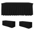 thumbnail image 1 of Faldas de mesa HolidayIdeas de spandex negro para rectángulo de 6 pies, 1 of 6