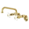 thumbnail image 1 of Kingston Brass KS613PB Traditional 2-Handle Wall Mount Kitchen Faucet - Polished Brass, 1 of 1