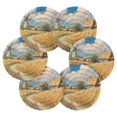 thumbnail image 2 of Qxltty Ukrainian Landscape Drink Coasters with Holder 6pcs Handmade Woven Simple Vintage Saucer Set, 2 of 7