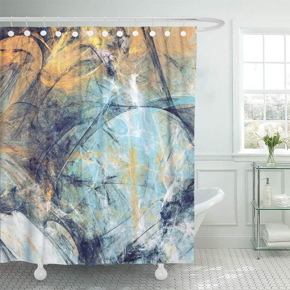 ATABIE Abstract Beautiful Blue Yellow and White Color Dynamic Painting  Shower Curtain 60x72 inch - Walmart.com ATABIE Abstract Beautiful Blue Yellow and White Color Dynamic Painting  Shower Curtain 60x72 inch - Walmart.com