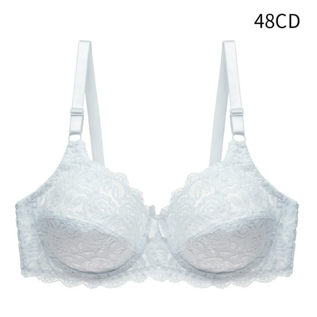 Sujetador de encaje Mujer Sexy Hacer subir Lencería Copa fina Ropa interior transpirable, Blanco, 48CD Vogacara AP001126-06