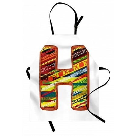 

Letter N Apron Alphabet Your Name Kids Baby Shower with Prehistoric Symbol Figures School Unisex Kitchen Bib Apron with Adjustable Neck for Cooking Baking Gardening Dark Coral Yellow by Ambesonne