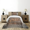 thumbnail image 4 of Ambesonne Vintage Quilted Bedspread Set 2 Pcs, Rustic Wooden Door, Twin Size, Brown, 4 of 5