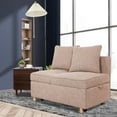 thumbnail image 3 of SEJOV Convertible Sofa Chair Bed, 4 in 1 Sleeper Chair with Pull Out Sofa Bed, Single Small Couch with 5 Adjustable Backrest for Home Living Room Guest Room Dorm - Linen Brown/R, 3 of 8