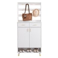 thumbnail image 4 of Hassch Entryway Bedroom Armoire with Coat Rack (Total 12 Hooks) Shoe Storage Organizer Cabinet with Doors, White Freestanding Shoe Storage, 5 Tiers Shoe Rack for Entryway, Living Room, 4 of 8