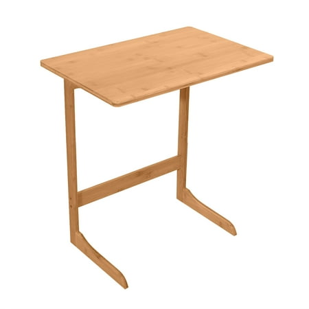 Wood Furniture Orlando Hommoo Sofa Side End Table Snack Table, Wood Color Bamboo L-shaped C Side Table for Living Room Bedroom, Laptop Desk Night Stand Couch Side Table for Eating Working Writing Home Office Furniture ()