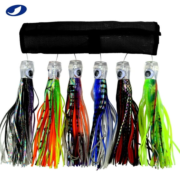 OCEAN CAT Set of 6 Pcs 9 inch Offshore Big Game Trolling Lure for Marlin Tuna Mahi Dolphin Durado Wahoo Trolling Lures Free Mesh Bag