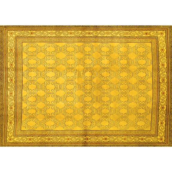 Ahgly Company Indoor Rectangle Persian Yellow Traditional Area Rugs, 5' x 7'