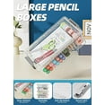 thumbnail image 5 of 4 Pack Extra Large Pencil Box, Plastic Pencil Case Organizer, Clear Crayon Box Marker Organizer, Stackable Craft Organizers and Storage for Pen, Craft, Art Supply(Grey), 5 of 7