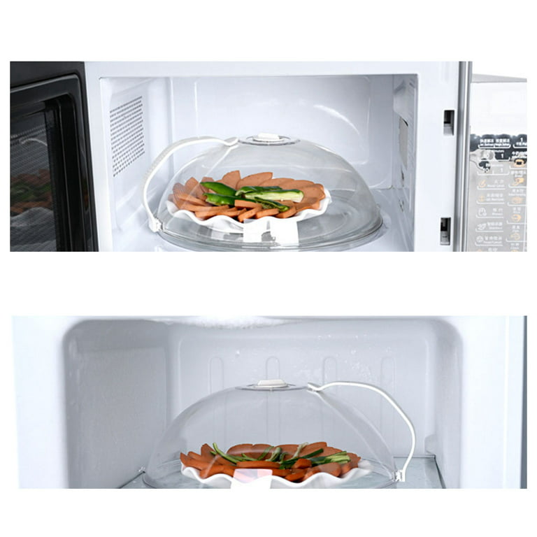 Microwave Cover Magnetic Large Microwave Cover for Food Collapsible Plate  Cover Lid with Easy Grip Handle Safe Tempered Glass & Silicone Pot Cover