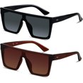 thumbnail image 1 of HAHDAXIA Square Oversized Sunglasses for Women Men Big Flat Top 2 pack Fashion Shield Large UV Protection Rimless Shades, 1 of 6
