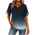 thumbnail image 2 of BRGZLK Womens Short Sleeve Tops Fashion Trendy T Shirts V Neck Summer 2026 Casual Ruffle Loose Tees, 2 of 6