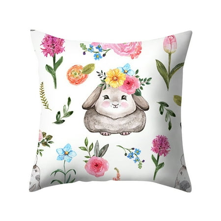 

Virmaxy Reduction Easter Bunny Watercolor Wreath Peach Skin Home Decor Cushion case
