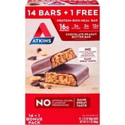 Atkins Protein-Rich Meal Bar, Chocolate Peanut Butter, Keto Friendly, 15 Count