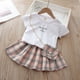 thumbnail image 3 of Qarigey Camiseta de manga corta de verano para niña, conjunto de con cintura elástica, fiesta de viaje, banquete, evento, niños, Tops, conjuntos de ropa Rosa 110cm, 3 of 6
