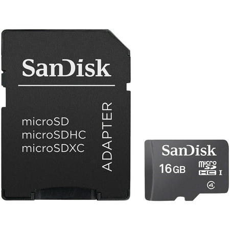 SanDisk 16GB Class 4 MicroSDHC Memory Card with Adapter
