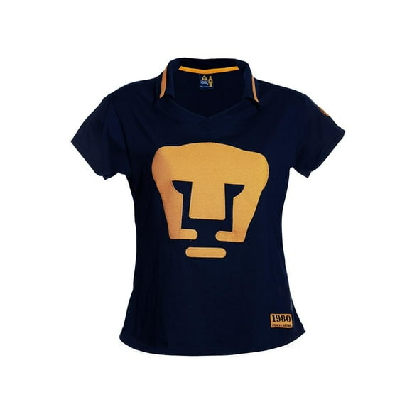 Jersey Pumas Retro 1980 Old School Sports Para Mujer Talla CH Azul marino/dorado