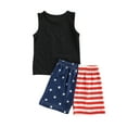 thumbnail image 6 of Qmyliery Little Boy’s Vest and Shorts Suit Independence Day Letter Printed Sleeveless Tops and Flag Short Pants, 6 of 7